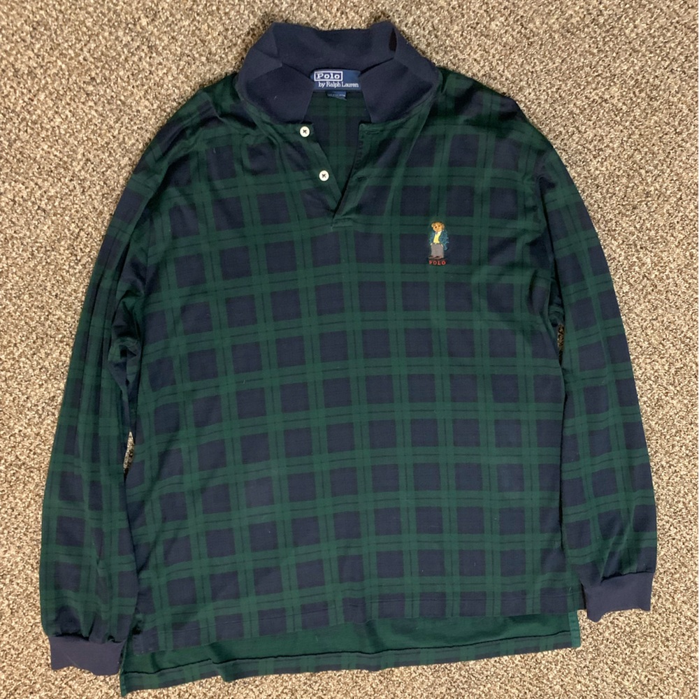 POLO RALPH LAUREN AUTHENTIC LONG SLEEVE SHIRT PLAID WITH POLO BEAR